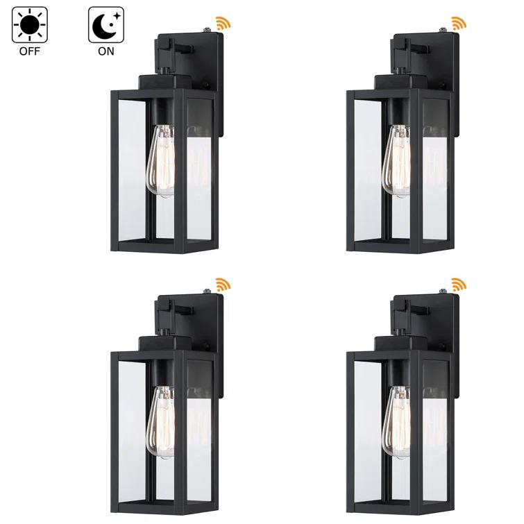 4-pack Outdoor dusk-to-dawn sensor Wall Light with Matte Black Finish