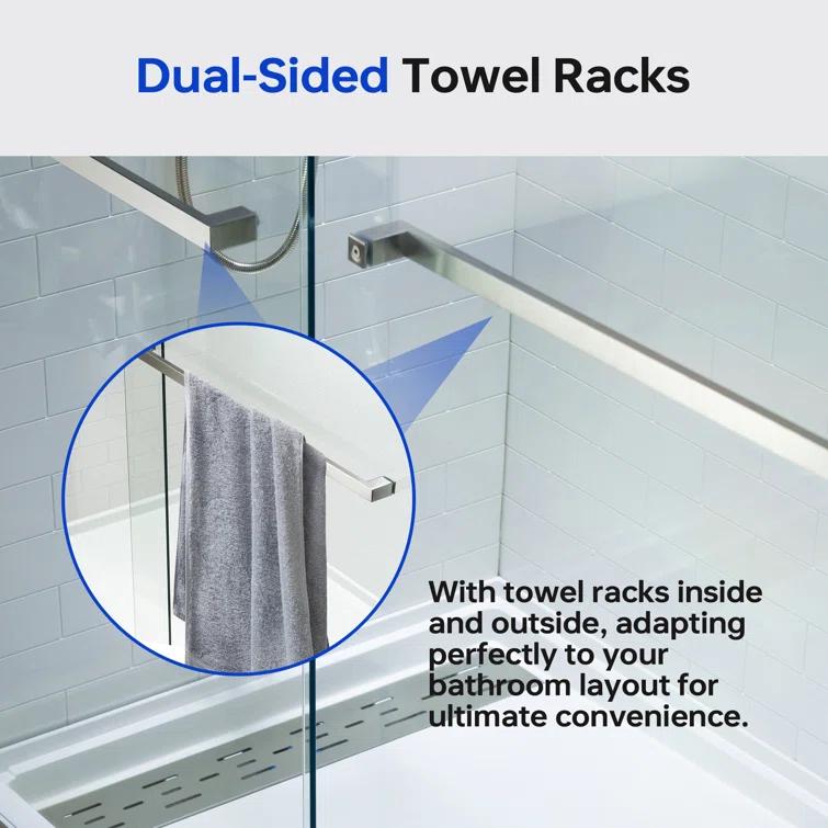 WoodBridge 56-60X62" Double Sliding Tub Door with 3/8" Thickened Upgrade Tempered Glass | Stainless Steel Hardware | Safe, Explosion-Resistant, Clear & Stylish, Sturdy & Durable  SDD6062-B