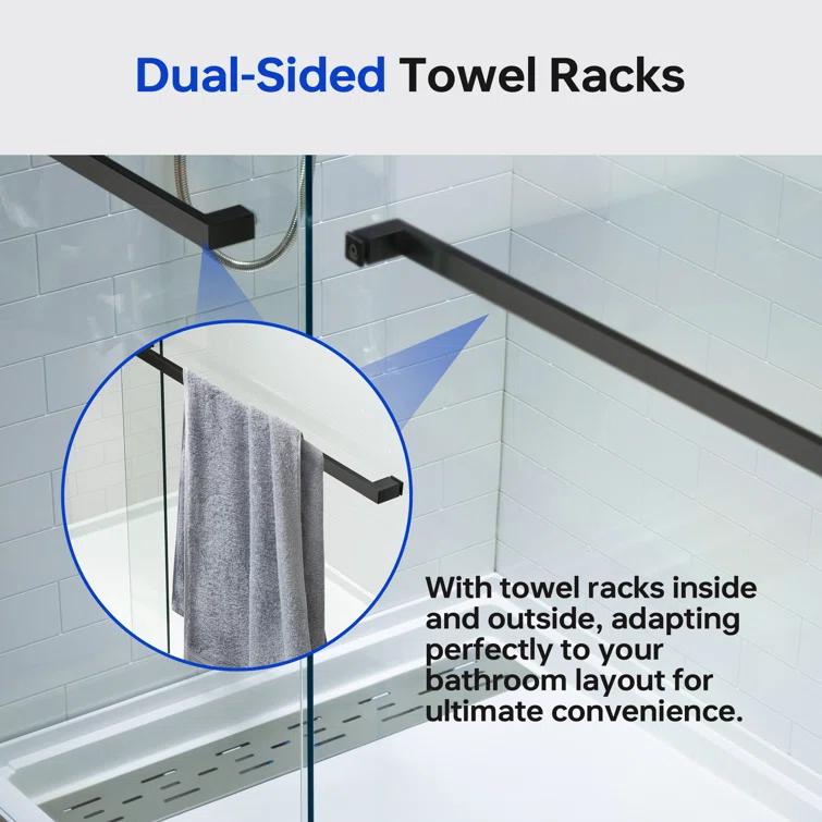 WoodBridge 56-60X62" Double Sliding Tub Door with 3/8" Thickened Upgrade Tempered Glass | Stainless Steel Hardware | Safe, Explosion-Resistant, Clear & Stylish, Sturdy & Durable  SDD6062-MBL