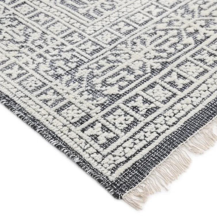 Elegant Hand-Knotted Wool-Viscose Blend Gray Area Rug, 9' x 12'