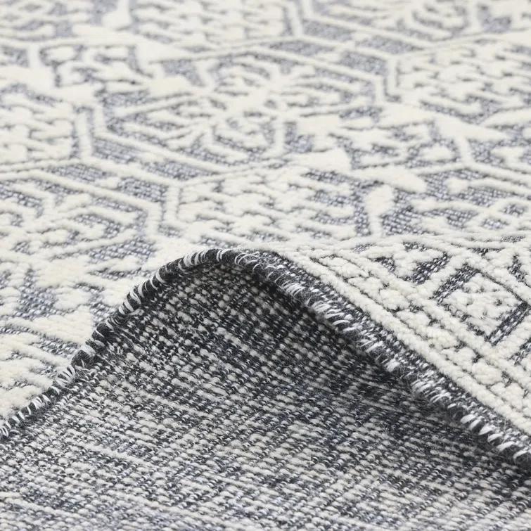 Elegant Hand-Knotted Wool-Viscose Blend Gray Area Rug, 9' x 12'