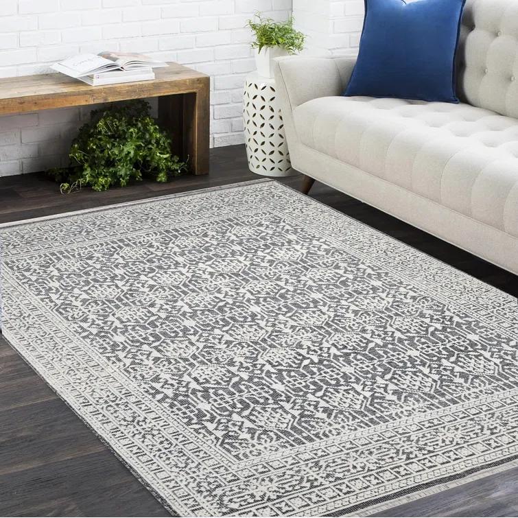 Elegant Hand-Knotted Wool-Viscose Blend Gray Area Rug, 9' x 12'