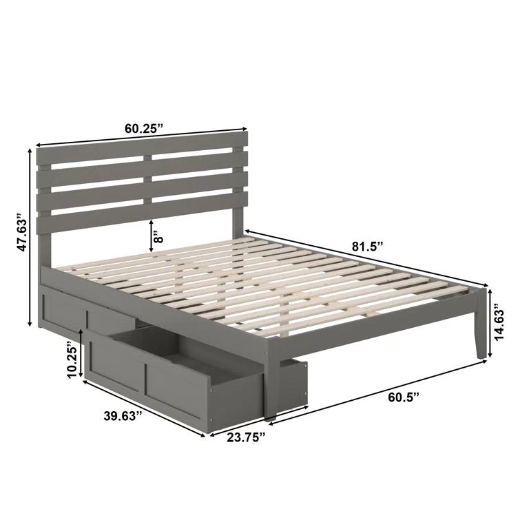 Madaket Premium Wood Farmhouse Storage Platform Bed with Under Bed Drawers