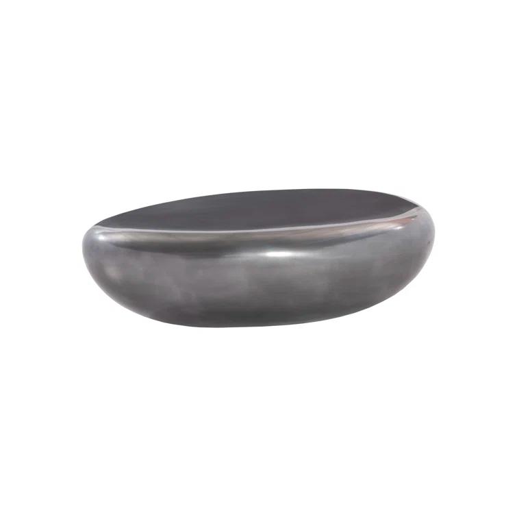 Polished Aluminum River Stone Solid Coffee Table