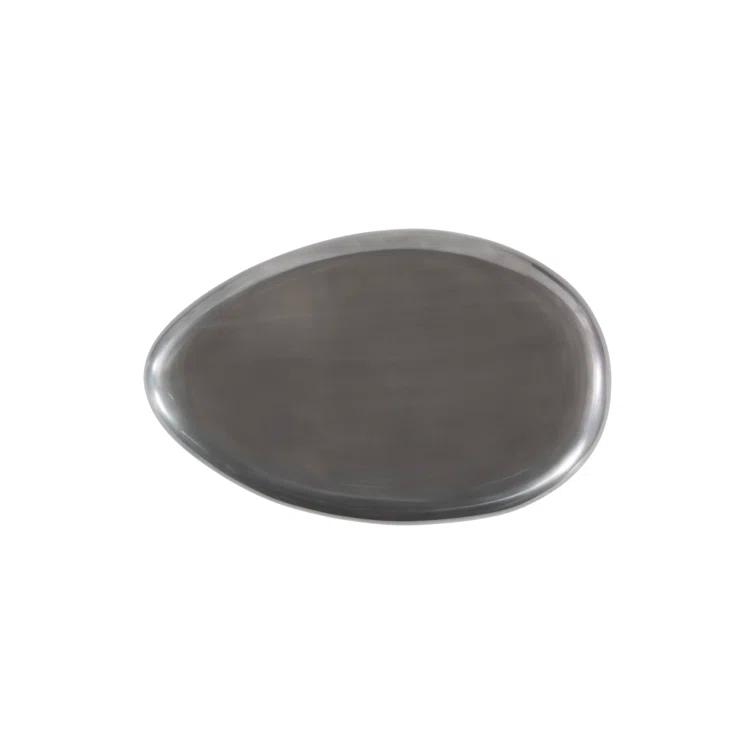 Polished Aluminum River Stone Solid Coffee Table