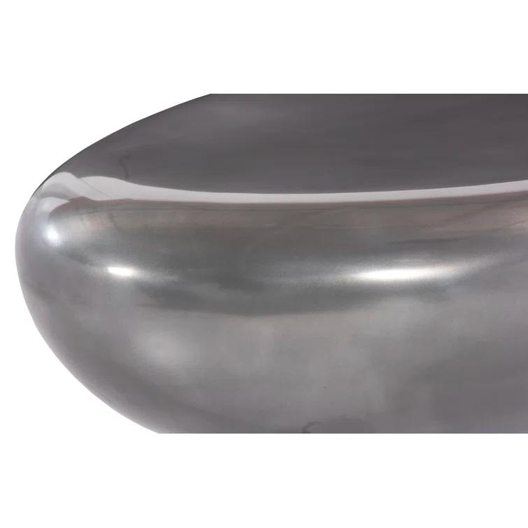 Polished Aluminum River Stone Solid Coffee Table