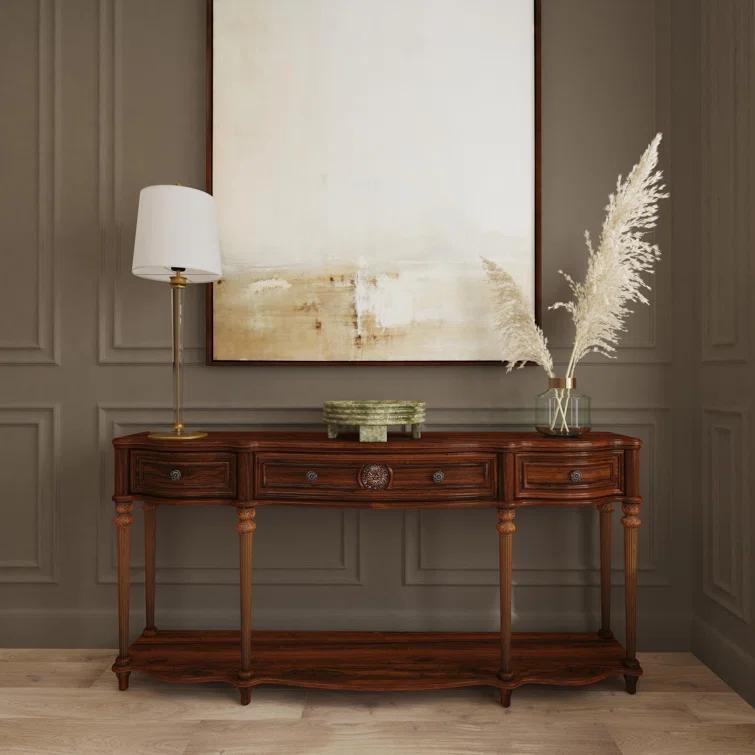 Vintage Oak 72" Console Table with Storage