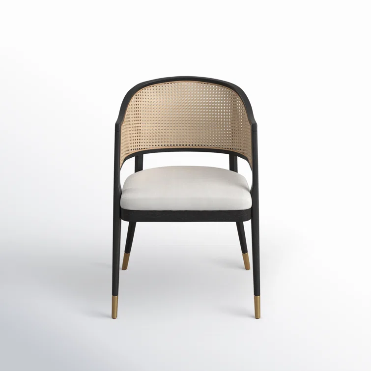 SAFAVIEH Couture Rogue Mid-Century Linen Solid Dining Chair, Black/Natural