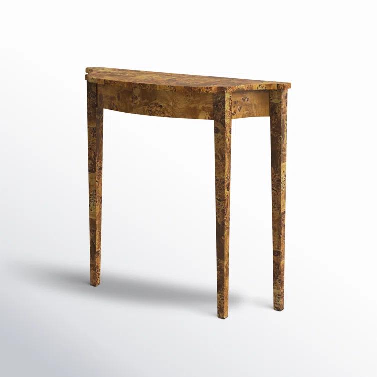 bali & pari Jihan Real Burl Wood Half Moon Large Console Table Light Mappa Burl