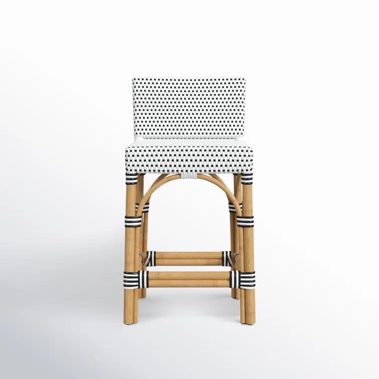 Butler Specialty Serienna Rattan Low Back 24.5" Counter Stool - White/Black