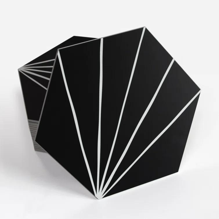 8" x 9" x 4mm Peel and Stick Floor Tile Hexagon Vinyl Flooring