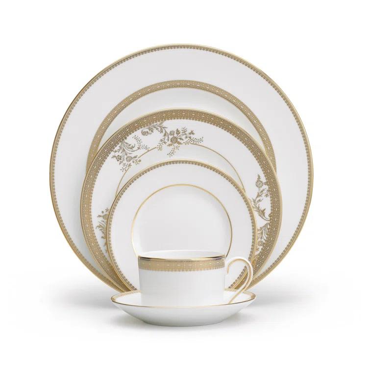 Vera Wang Lace Gold 5 Piece Bone China Place Setting, Service for 1