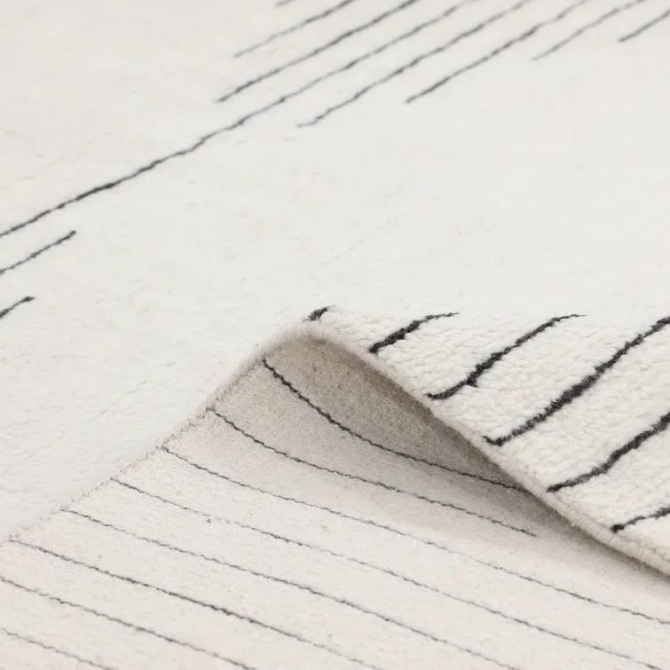Handmade Ivory Wool 8' x 10' Rectangular Rug