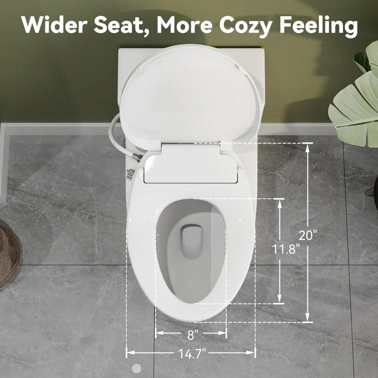 Unplugged Elongated Bidet Seat with Dual Stainless Nozzle and Adjustable Water Pressure