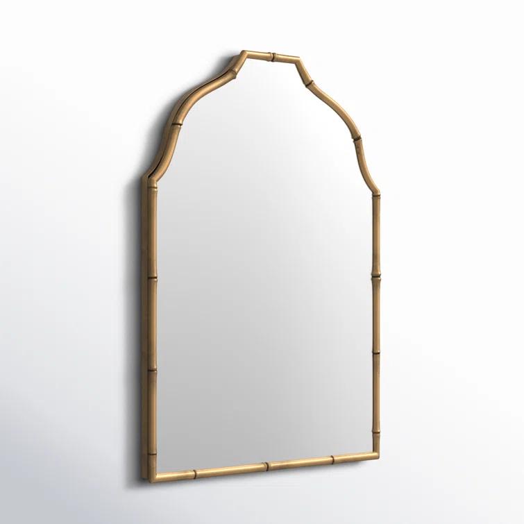 Elegant Gold Metal Framed Arch Vanity Wall Mirror