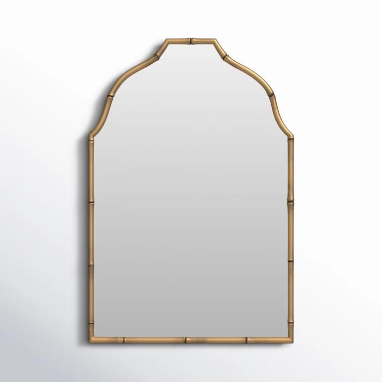 Elegant Gold Metal Framed Arch Vanity Wall Mirror