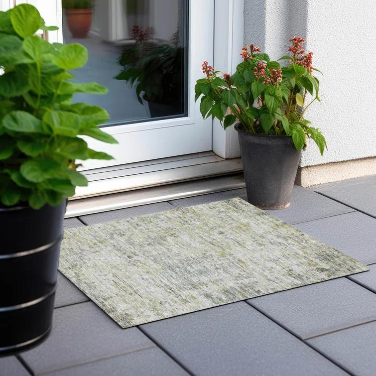 Machine Washable Indoor/Outdoor Cicel ACN1128 Sage Rug