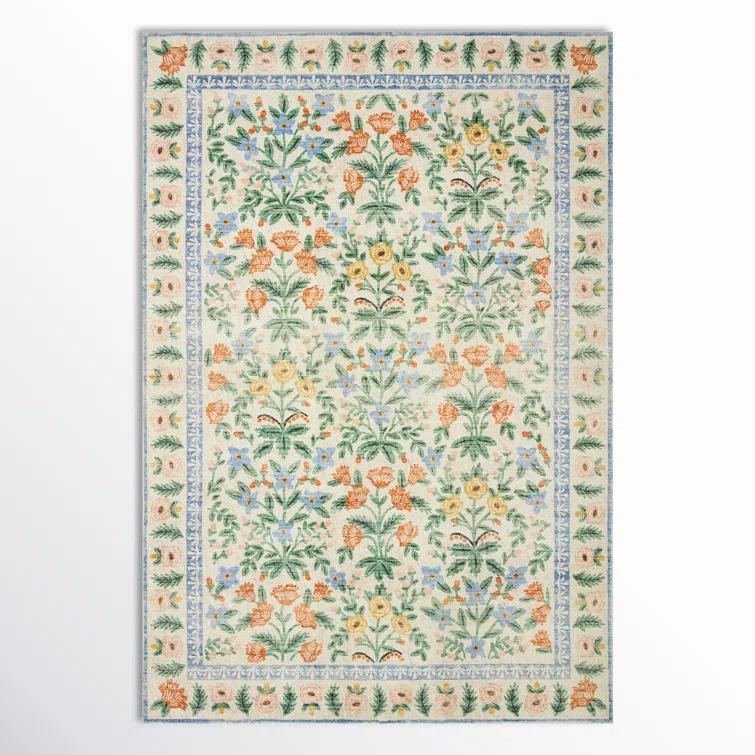 Rifle Paper Co. x Loloi Eden Mughal Garden Cream Rug feat CloudPile