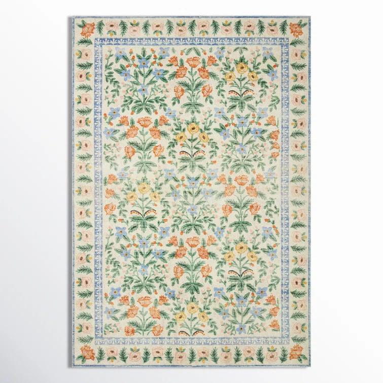 Rifle Paper Co. x Loloi Eden Mughal Garden Cream Rug feat CloudPile