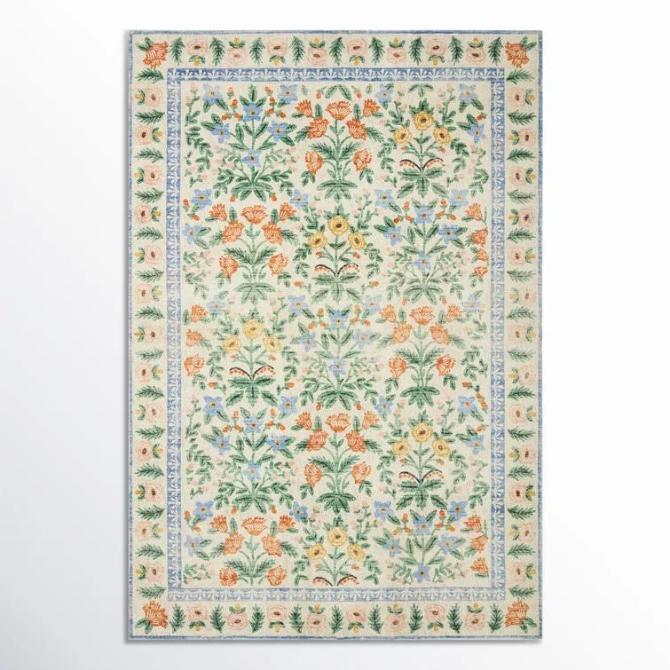 Rifle Paper Co. x Loloi Eden Mughal Garden Cream Rug feat CloudPile
