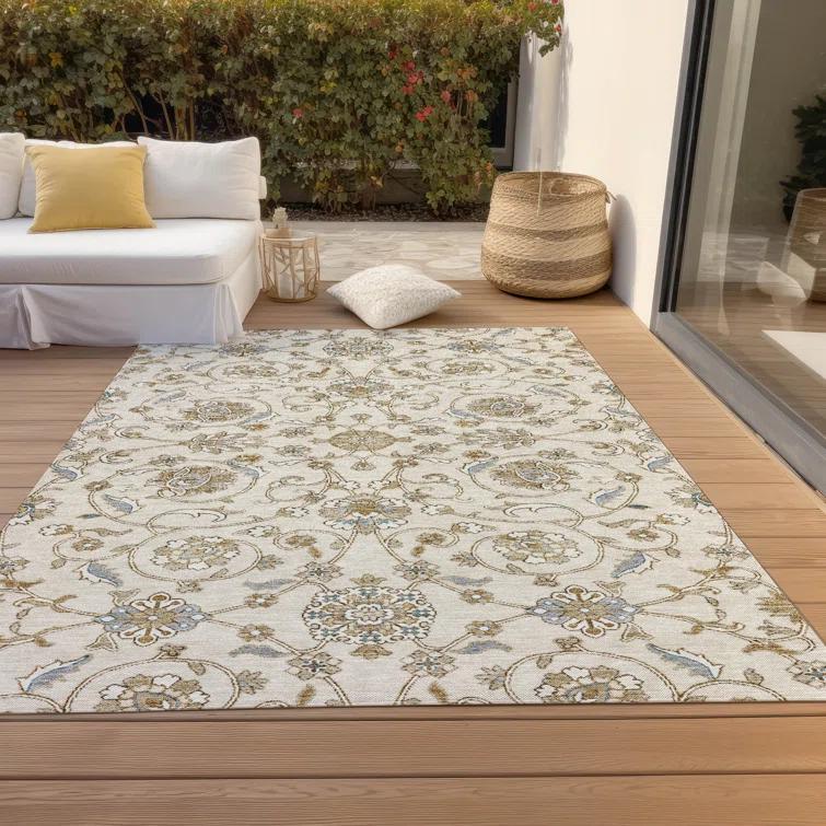 Machine Washable Indoor/Outdoor Cicel ACN1149 Ivory Rug