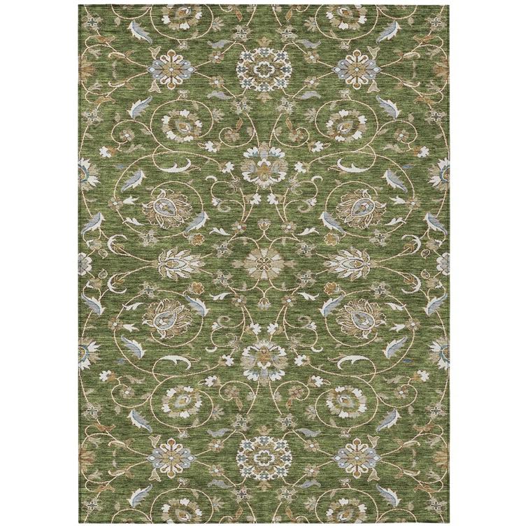 Machine Washable Indoor/Outdoor Cicel ACN1149 Olive Rug