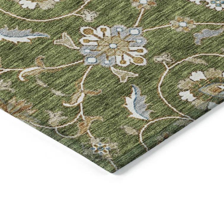 Machine Washable Indoor/Outdoor Cicel ACN1149 Olive Rug