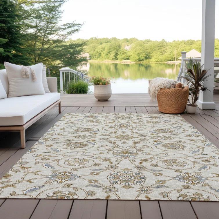 Machine Washable Indoor/Outdoor Cicel ACN1149 Ivory Rug