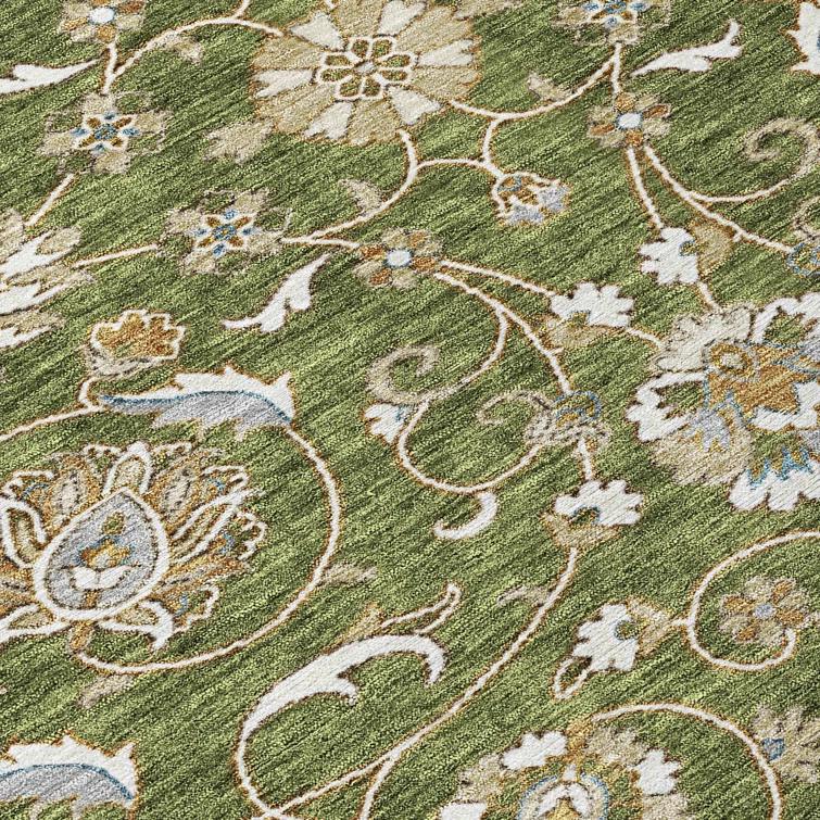 Machine Washable Indoor/Outdoor Cicel ACN1149 Olive Rug