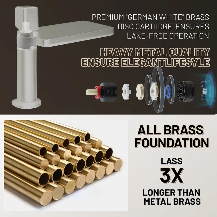 RBROHANT JK0372 7.75" Brass Waterfall Bathroom Sink Faucet, Vanity Single Handle One Hole Basin Modern Lavatory Faucet