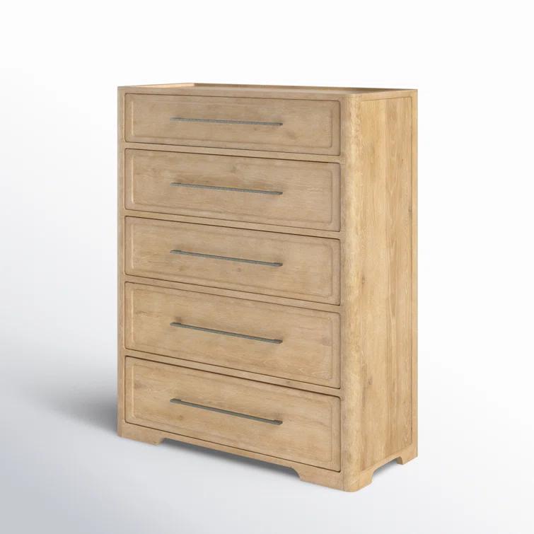 Beige Oak and Maple 5-Drawer Vertical Dresser