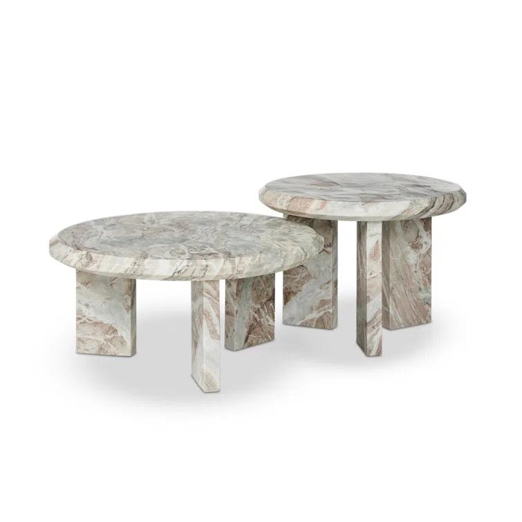 Kapala Nesting Coffee Table (Set of 2) - Taupe Marble
