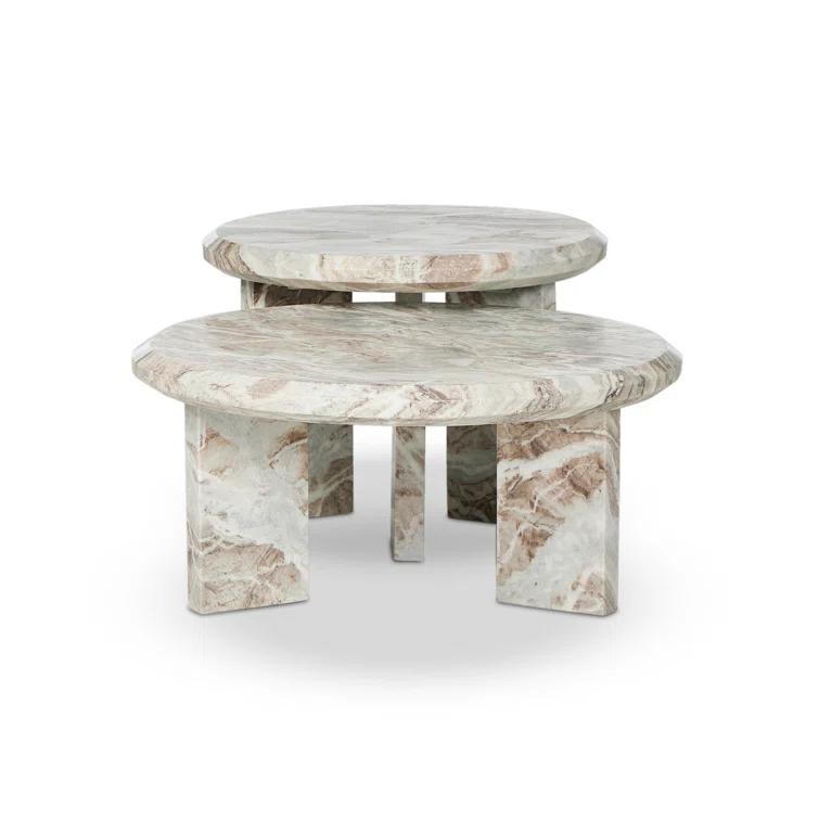 Kapala Nesting Coffee Table (Set of 2) - Taupe Marble