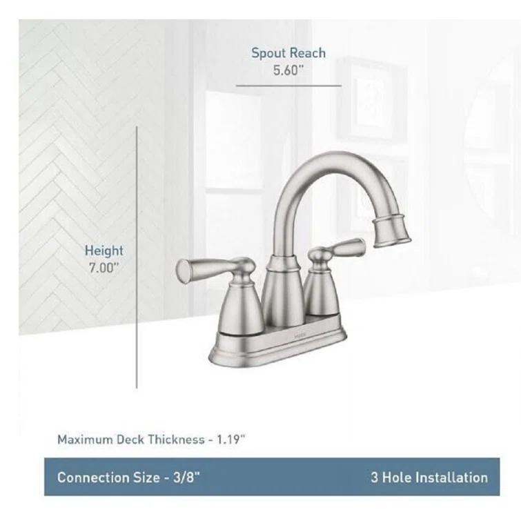 Moen Moen Banbury 4 in. Centerset Double Handle Bathroom Faucet 84943SRN