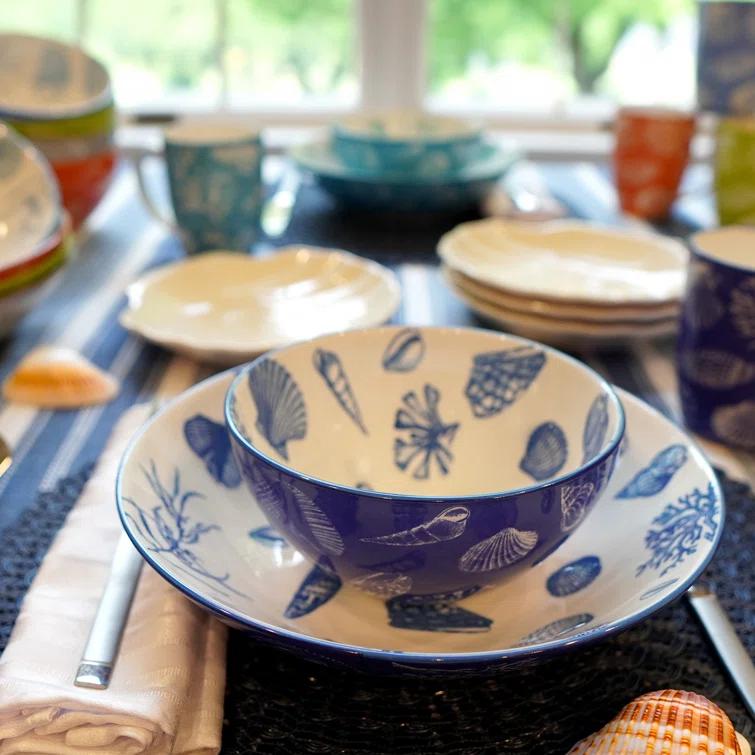 Seaside Set of 6  Soup Pasta Bowl 6 asst 9.25in Diam x 2.25in 40oz (Set of 6)