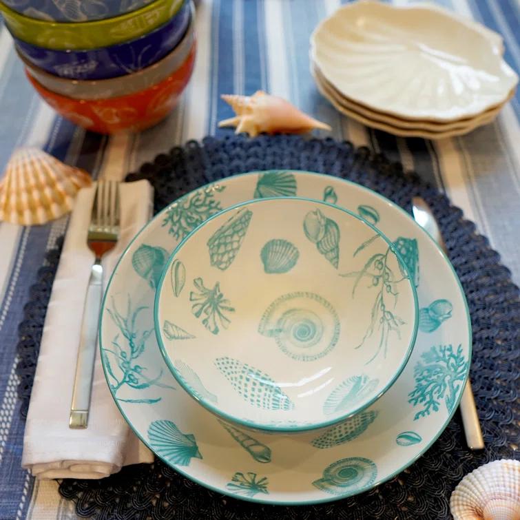 Seaside Set of 6  Soup Pasta Bowl 6 asst 9.25in Diam x 2.25in 40oz (Set of 6)