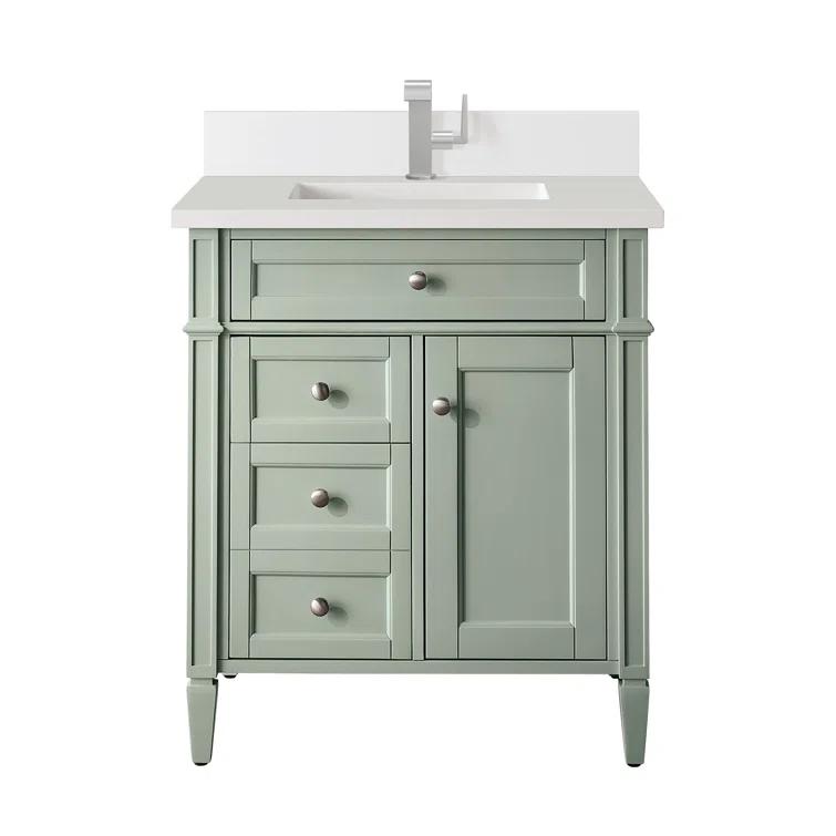 Sage Green Plywood Transitional Single Vanity with Backsplash