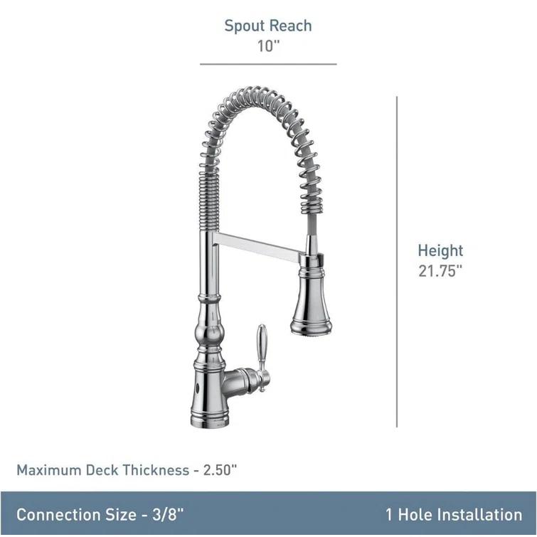 Moen Weymouth MotionSense Wave Single Handle Pre-Rinse Spring Pulldown Kitchen Faucet