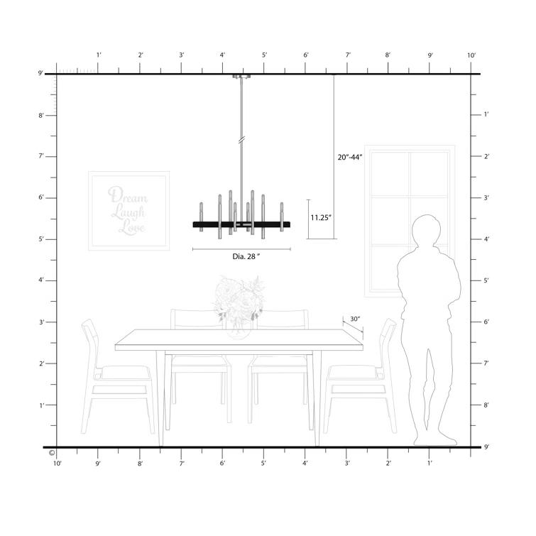 Gracie Oaks 8 Light Black Medium Chandelier With Brushed Nickel Accents