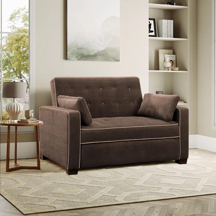 Serta Monroe 72.6" Queen Square Arm Tufted Back Convertible Sleeper Sofa with Cushions