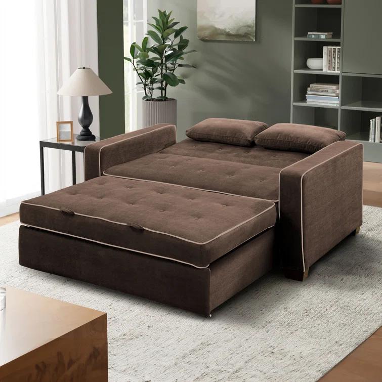 Serta Monroe 72.6" Queen Square Arm Tufted Back Convertible Sleeper Sofa with Cushions
