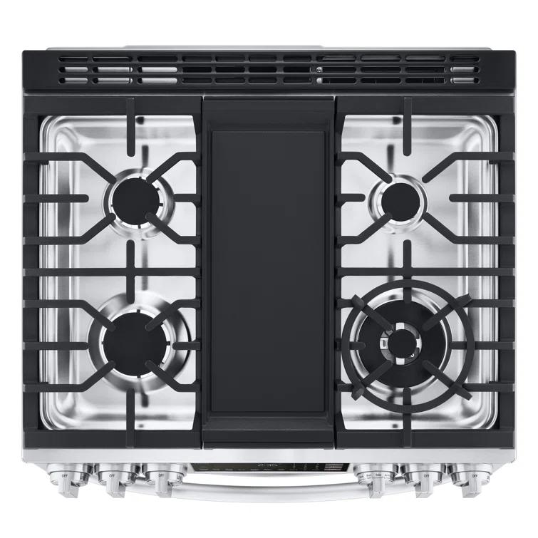 LG LG Smart Gas Double Oven Slide-in Range with InstaView®, ProBake® Convection, Air Fry, and Air Sous Vide, 6.9 cu. ft. LTGL6937F
