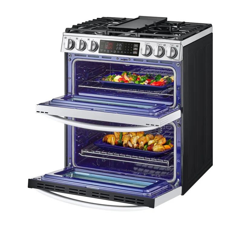 LG LG Smart Gas Double Oven Slide-in Range with InstaView®, ProBake® Convection, Air Fry, and Air Sous Vide, 6.9 cu. ft. LTGL6937F