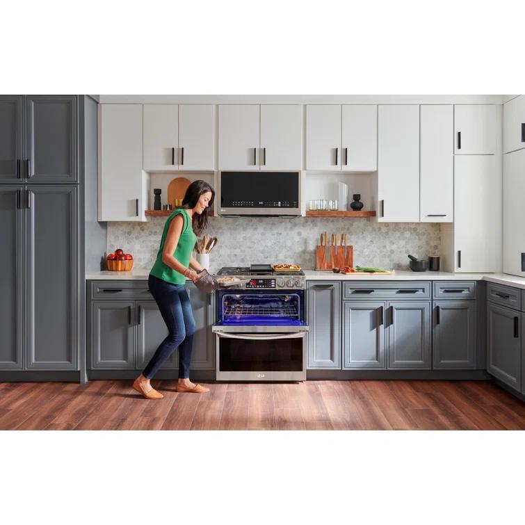 LG LG Smart Gas Double Oven Slide-in Range with InstaView®, ProBake® Convection, Air Fry, and Air Sous Vide, 6.9 cu. ft. LTGL6937F