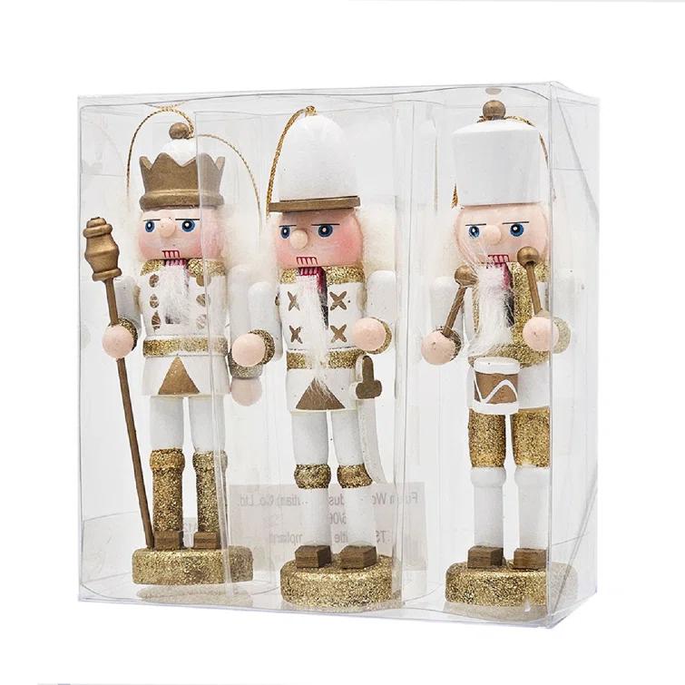 A&B Home 5" Nutcracker Ornaments - Set of 9 - White/Gold (Set of 9)
