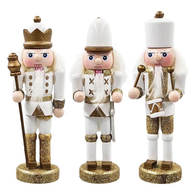 A&B Home 5" Nutcracker Ornaments - Set of 9 - White/Gold (Set of 9)