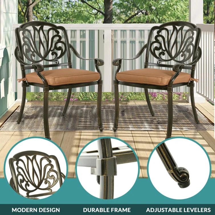 9-Piece Outdoor Patio Dining Set For 8, All Weather Cast Aluminum Patio Funiture Table And Chairs Set- 94.5" Rectangular Table And 8 Chairs For Garden, 2" Umbrella Hole