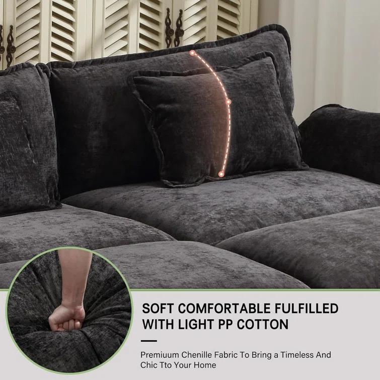 Carbaugh 154" Oversized U Shaped Sectional Sofa, Comfy Cloud Couch Deep Sectional Sofa with Ottomans for Living Room