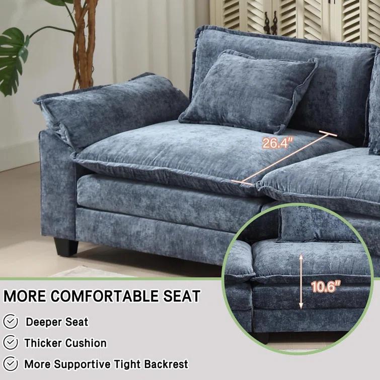 Carbaugh 154" Oversized U Shaped Sectional Sofa, Comfy Cloud Couch Deep Sectional Sofa with Ottomans for Living Room
