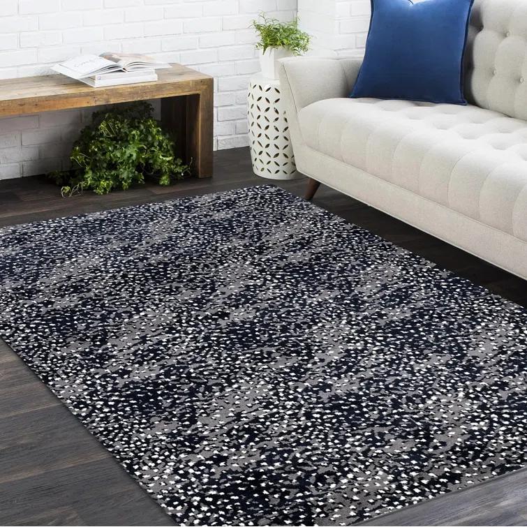 Viviana Abstract Area Rug in Black/Gray/White